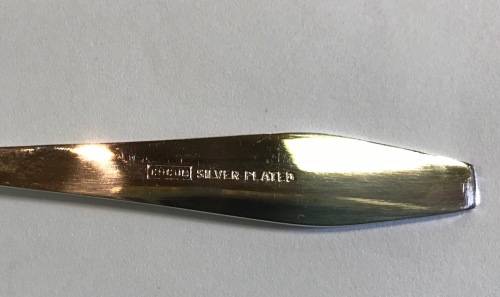 ROYAL ALBERT CAKE FORK=FLOWERS OF THE MONTH=MARCH=SILVER PLATED=Maker - HCU.