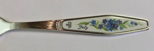 ROYAL ALBERT CAKE FORK=FLOWERS OF THE MONTH=JULY=SILVER PLATED=Maker - HCU.
