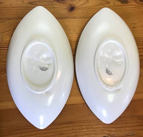 CARLTON WARE BOAT-SHAPED BOWLS PAIR (2) CARLTONWARE DISH RAISED MAGNOLIA FLOWERS STUNNING!!!!!!