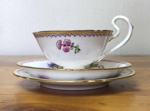 ROYAL WORCESTER=DATES to 1900=TEA TRIO=RARE=119 YEARS OLD!!=2411 PATTERN=FLORAL=FLOWERS=STUNNING!!=F