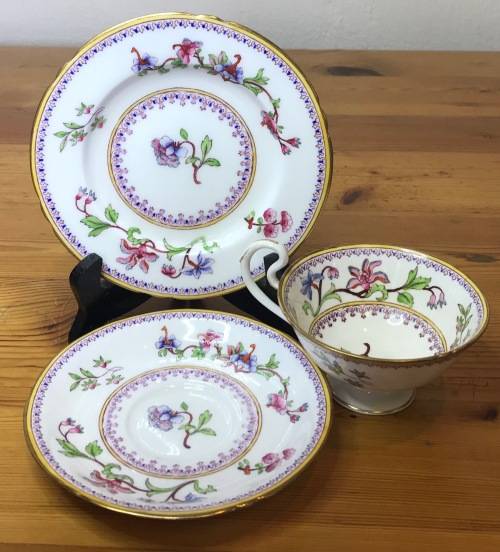 ROYAL WORCESTER=DATES to 1900=TEA TRIO=RARE=119 YEARS OLD!!=2411 PATTERN=FLORAL=FLOWERS=STUNNING!!=F