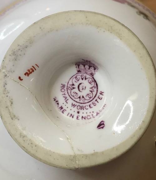 ROYAL WORCESTER=DATES to 1900=TEA TRIO=RARE=119 YEARS OLD!!=2411 PATTERN=FLORAL=FLOWERS=STUNNING!!=G