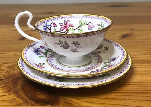 ROYAL WORCESTER=DATES to 1900=TEA TRIO=RARE=119 YEARS OLD!!=2411 PATTERN=FLORAL=FLOWERS=STUNNING!!=H