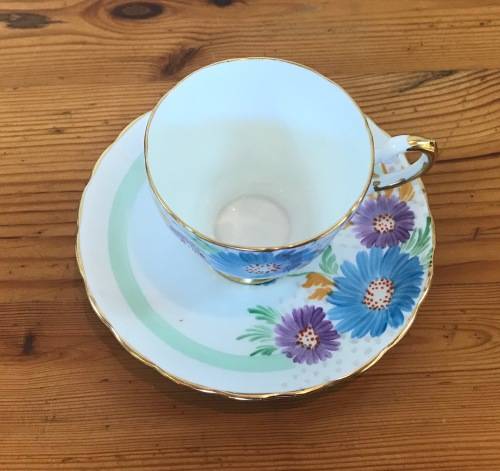 TUSCAN CHINA=England=DEMITASSE Cup & Saucer="PLANT"PATTERN=FLOWERS=Coffee=Expresso=28312=Stunning!!!