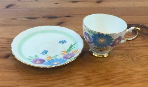 TUSCAN CHINA=England=DEMITASSE Cup & Saucer="PLANT"PATTERN=FLOWERS=Coffee=Expresso=28312=Stunning!!!