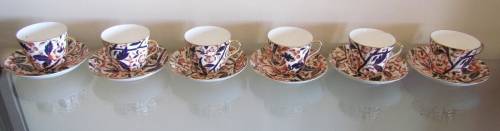 BLOOR DERBY BAMBOO PATTERN (Imari Pallet) 6 huge TEA CUPS & SAUCERS c1830 RARE!! (ROYAL CROWN DERBY)