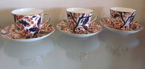BLOOR DERBY BAMBOO PATTERN (Imari Pallet) 6 huge TEA CUPS & SAUCERS c1830 RARE!! (ROYAL CROWN DERBY)
