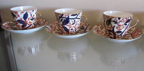 BLOOR DERBY BAMBOO PATTERN (Imari Pallet) 6 huge TEA CUPS & SAUCERS c1830 RARE!! (ROYAL CROWN DERBY)