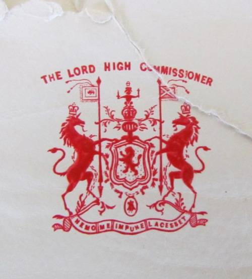 HOLYROODHOUSE PURSE BEARER DEPT. THE LORD HIGH COMMISSIONER EDINBURGH 1964 ROYALTY ROYAL MAIL.