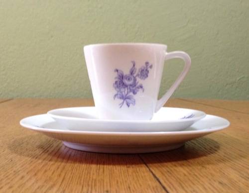 COFFEE SET=HUTSCHENREUTHER=NOBLESSE=BLUE and WHITE=FLOWERS=FLORAL=EGGSHELL THIN PORCELAIN=21 piece.