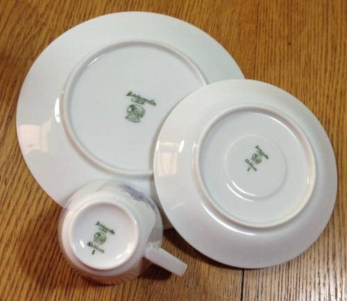 COFFEE SET=HUTSCHENREUTHER=NOBLESSE=BLUE and WHITE=FLOWERS=FLORAL=EGGSHELL THIN PORCELAIN=21 piece.