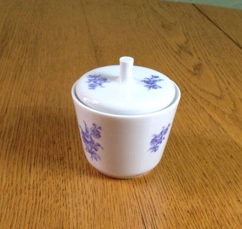 COFFEE SET=HUTSCHENREUTHER=NOBLESSE=BLUE and WHITE=FLOWERS=FLORAL=EGGSHELL THIN PORCELAIN=21 piece.