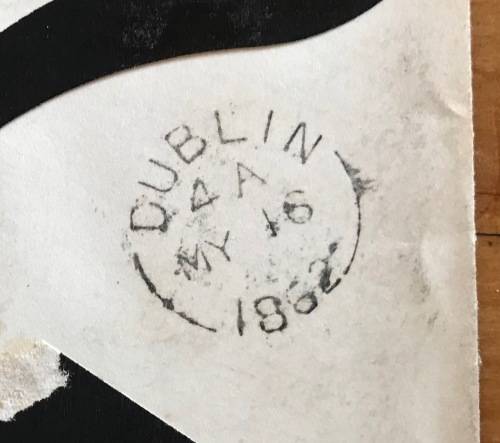 PENNY RED=on COVER=ENGLAND=IRELAND=DUBLIN=15 May 1862=MOURNING COVER=Postal History=GREAT BRITAIN.