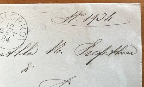 COLORNO=PARMA=ITALY=1884=MAYOR and MUNICIPALITY cachets=WRAPPER=SG32 10c RED 1879=KING UMBERTO.
