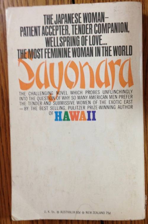 SAYONARA JAMES MICHENER WAR LOVE JAPAN USA NOVEL