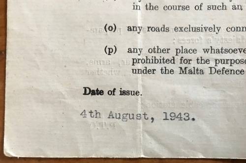 MALTA CAMERA LICENCE DEFENCE REGULATIONS 15 1939 ISSUE DATE AUGUST 1943 + LEAVE PASS ISRAEL TEL AVIV