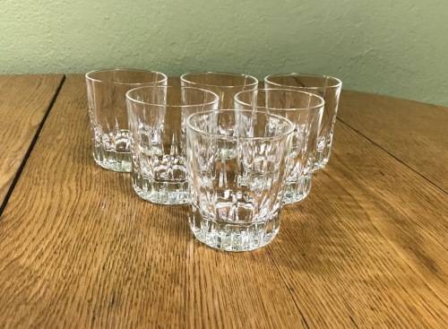 6 x GLASS TUMBLERS=WHISKY=WATER=JUICE=GOOD CONDITION.