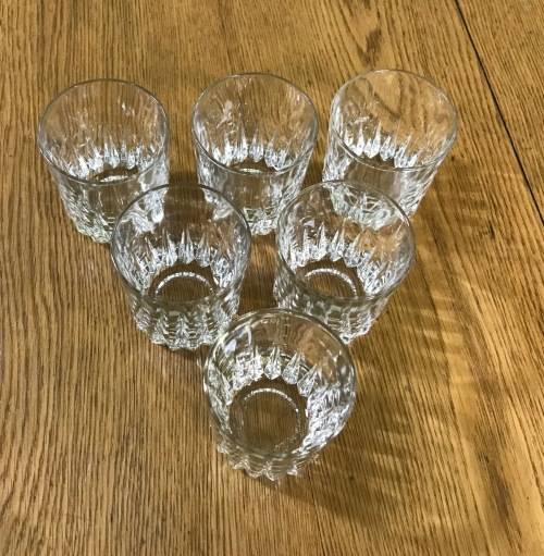 6 x GLASS TUMBLERS=WHISKY=WATER=JUICE=GOOD CONDITION.