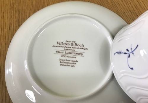 VILLEROY & BOCH=VIEUX LUXEMBOURG PATTERN=TEA CUP=SAUCER=MADE IN LUXEMBOURG=GERMANY=BLUE and WHITE!c