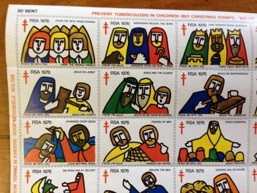CHRISTMAS STAMPS SHEET RSA KERSFEES 1976 PREVENT TB in CHILDREN 20c CINDERELLAS RELIGION JESUS BORN.