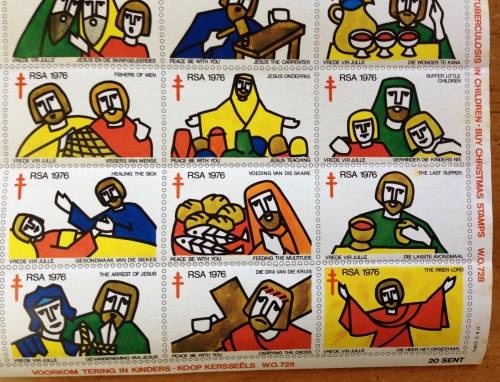 CHRISTMAS STAMPS SHEET RSA KERSFEES 1976 PREVENT TB in CHILDREN 20c CINDERELLAS RELIGION JESUS BORN.