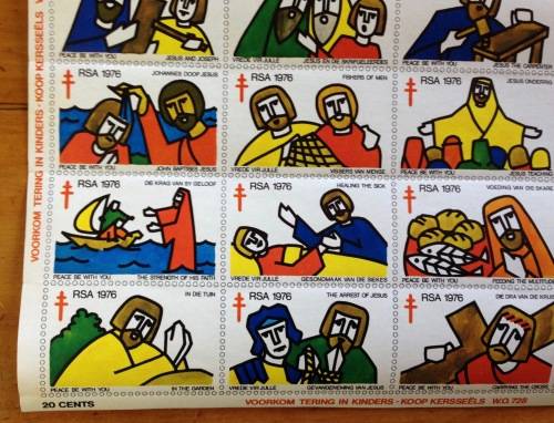 CHRISTMAS STAMPS SHEET RSA KERSFEES 1976 PREVENT TB in CHILDREN 20c CINDERELLAS RELIGION JESUS BORN.