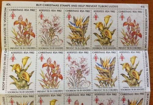 CHRISTMAS STAMPS SHEET RSA KERSFEES 1982 PREVENT TUBERCULOSIS 40c CINDERELLAS FLOWERS CGH TVL OFS NT