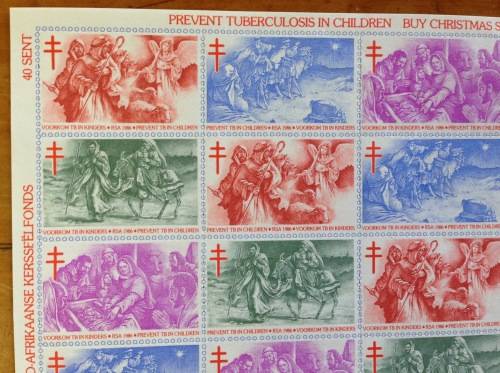 CHRISTMAS STAMPS SHEET RSA KERSFEES 1986 PREVENT TB in CHILDREN 40c CINDERELLAS RELIGION JESUS BORN.