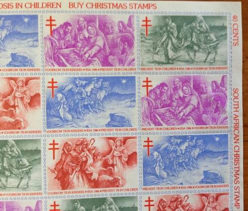 CHRISTMAS STAMPS SHEET RSA KERSFEES 1986 PREVENT TB in CHILDREN 40c CINDERELLAS RELIGION JESUS BORN.