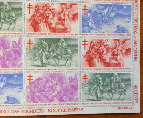 CHRISTMAS STAMPS SHEET RSA KERSFEES 1986 PREVENT TB in CHILDREN 40c CINDERELLAS RELIGION JESUS BORN.