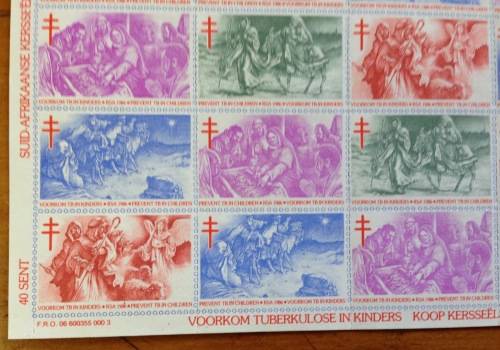 CHRISTMAS STAMPS SHEET RSA KERSFEES 1986 PREVENT TB in CHILDREN 40c CINDERELLAS RELIGION JESUS BORN.