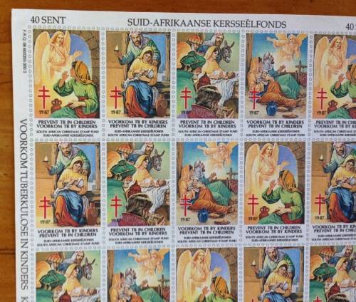 CHRISTMAS STAMPS SHEET RSA KERSFEES 1987 PREVENT TB in CHILDREN 40c CINDERELLAS RELIGION JESUS BORN