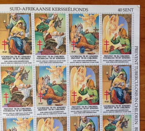 CHRISTMAS STAMPS SHEET RSA KERSFEES 1987 PREVENT TB in CHILDREN 40c CINDERELLAS RELIGION JESUS BORN