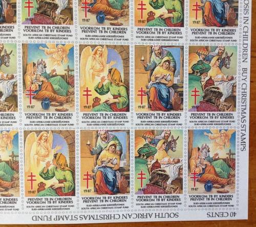 CHRISTMAS STAMPS SHEET RSA KERSFEES 1987 PREVENT TB in CHILDREN 40c CINDERELLAS RELIGION JESUS BORN