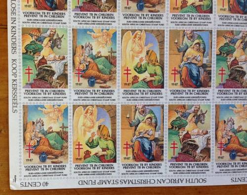 CHRISTMAS STAMPS SHEET RSA KERSFEES 1987 PREVENT TB in CHILDREN 40c CINDERELLAS RELIGION JESUS BORN