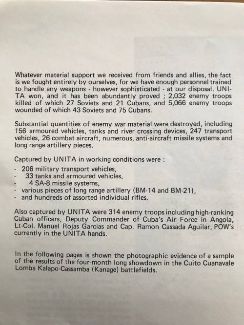THE EVIDENCE LOMBA-KANAGE 1987 JAMBA ANGOLA 14 November UNITA CUITO CUANAVALE CASSAMBA MPLA SAVIMBI