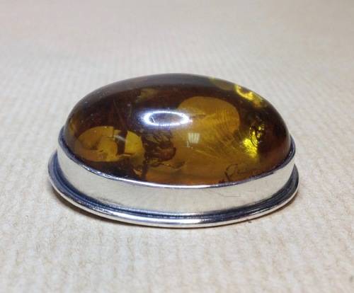 AMBER set in 925 STERLING SILVER PENDANT=HUGE=CABOCHON=TUNNEL for CHAIN/NECKLACE=MARKED=STUNNING!!!!