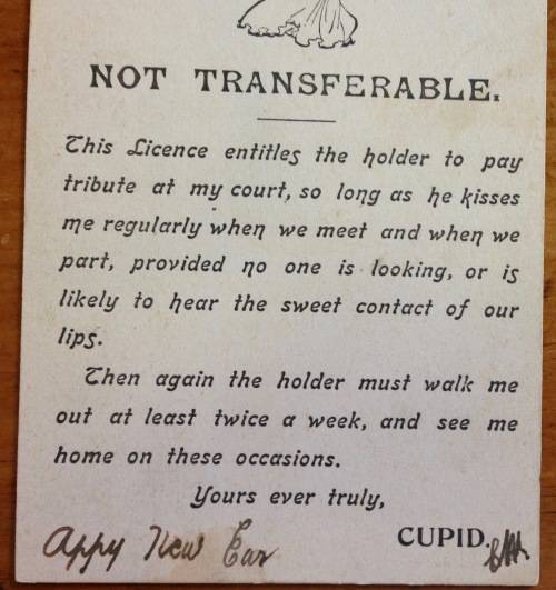 POSTCARD POST CARD LOVER`S LICENCE CUPID GRAHAMSTOWN 1907 EASTERN CAPE AMAZING CARD!!!! KEVII 1/2p.