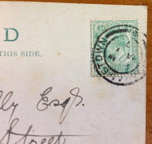 POSTCARD POST CARD LOVER`S LICENCE CUPID GRAHAMSTOWN 1907 EASTERN CAPE AMAZING CARD!!!! KEVII 1/2p.