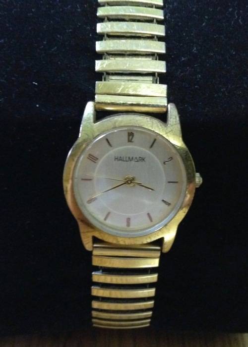 WATCH HALLMARK LADIES Wristwatch ALLOY COLLECTION QUARTZ STAINLESS STEEL GOLD PLATED? JAPAN MOVT.