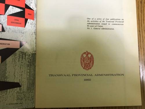 TRANSVAAL and its general activities SERVICE to our fellow-men 1960 BOOKLETS 50 YEARS UNION
