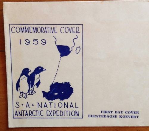 S.A.N.A.E. SANAE SOUTH AFRICAN NATIONAL ANTARCTIC EXPEDITION FDC 16.11.1959 PENGUIN FLAG PENGUIN RSA