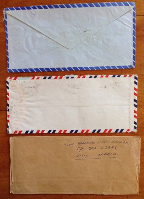 ZAMBIA 3 x AIRMAIL LETTERS ALL TAXED INSUFFICIENT POSTAGE CACHETS RHINOCERUS 1982/3 to SOUTH AFRICA.