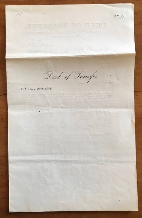 1903=DEED of TRANSFER=BRITSTOWN=CROWNED OVAL DEEDS REGISTRAR CACHET=CAPE OF GOOD HOPE=REVENUE £2.00.