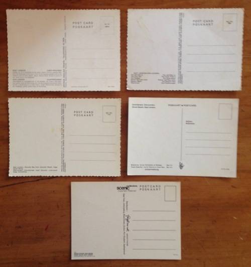 POSTCARDS x 5=POST CARDS=EAST LONDON=EASTERN CAPE=SOUTH AFRICA=NAHOON=ORIENT BEACH=CITY HALL=GONUBIE