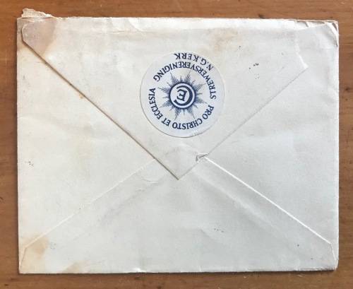 SOUTH WEST AFRICA AIRMAIL LUGPOS 1934 WINDHOEK-KIMBERLEY Underpaid 4d TAXED 4c N.G. KERK TRANSVAAL.