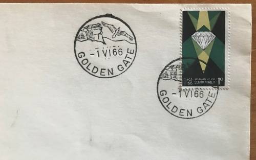 SOUTH AFRICA GOLDEN GATE HIGHLANDS NATIONAL PARK SPECIAL DATE STAMP 1.6.1966 SACC 254 BIRD MOUNTAINS