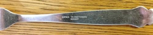 SILVER PLATED EPNS PICKLE FORK=T.H. Marthinsen=NORWAY.