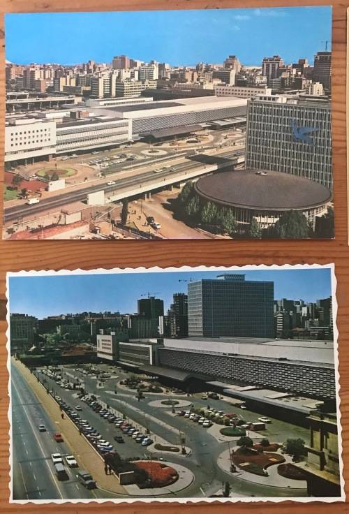 POSTCARDS x 11=POST CARDS=JOHANNESBURG=TRANSVAAL=SOUTH AFRICA=RAILWAY STATION=ROTUNDA=TRAINS=GARDENS