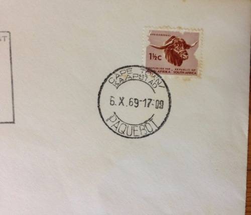 SOUTH AFRICA=1969=M.V. R.S.A. SHIP=DEPT TRANSPORT=WEATHER OFFICE=GOUGH ISLAND=CAPE TOWN PAQUEBOT=RSA